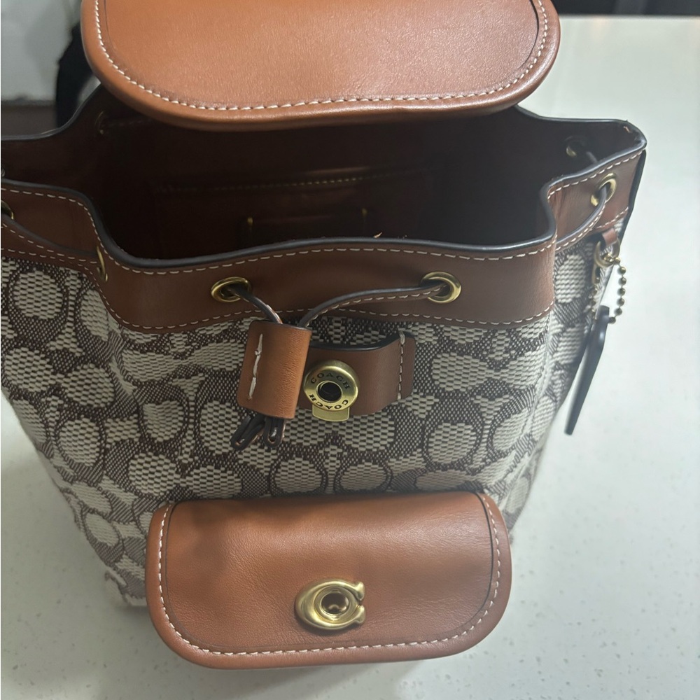 Coach Tan and Brown Signature Shoulder Bag